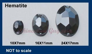 RG Oval Sew On Jewels Hematite